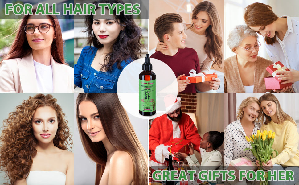 comfso Rosemary Oil for Hair Growth, Rosemary Mint Hair Oil Treatment For Dry Damaged,Split End, Scalp Hair Strenghtening Oil With Biotin, Castor Oil, 4 Fl Oz
