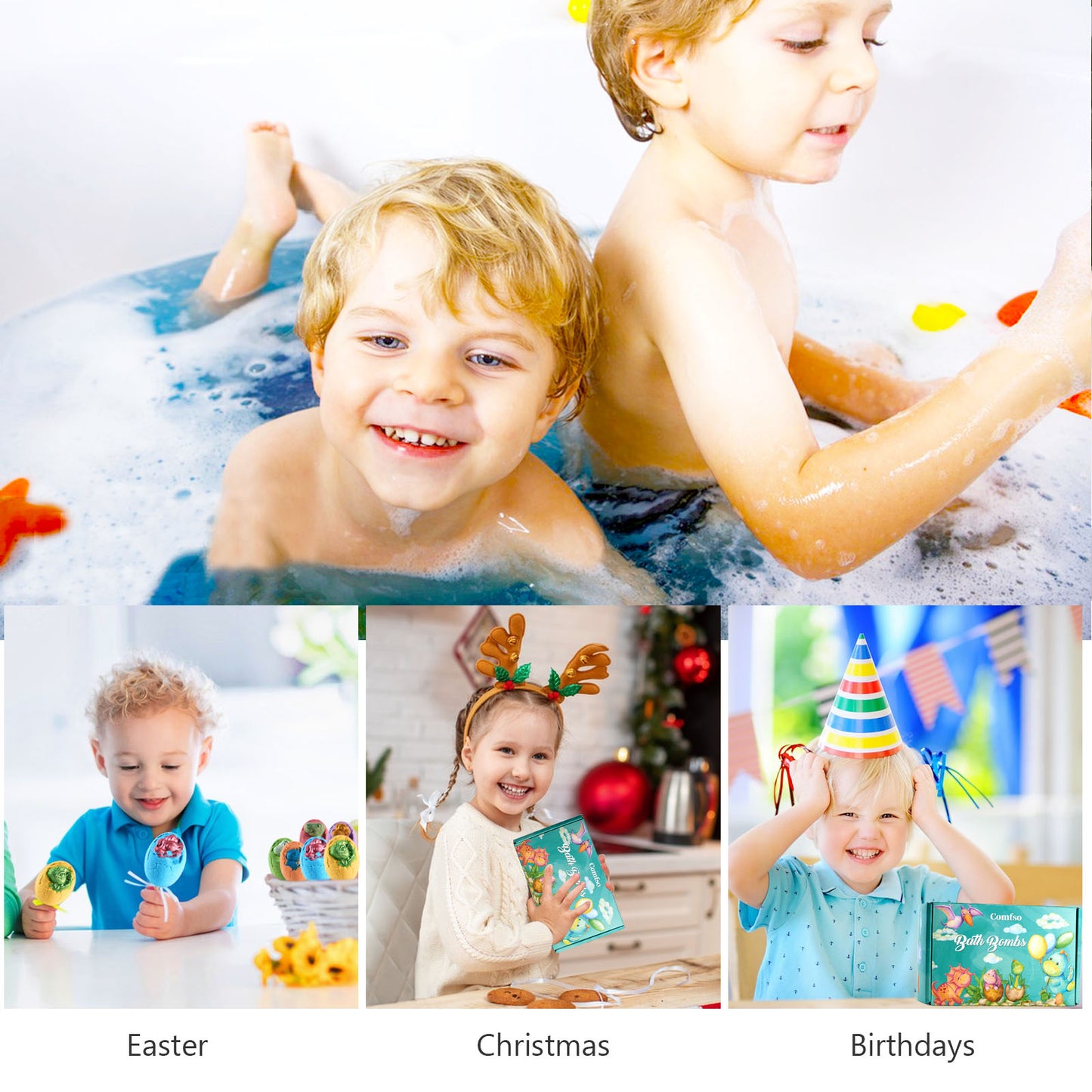 Dinosaur Bath Bombs for Kids - XL Dino Egg Bath Bomb Gift Set, Natural Bubble Bath Kids, Fizz Spa Bathbombs Bath Balls Kit - Gift for Christmas Easter, Birthday Gift for Her Him Boys Girls Kids