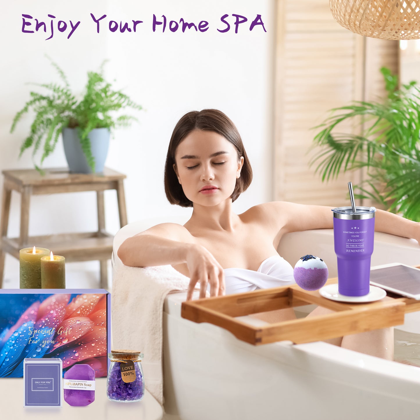 Birthday Gifts for Women Novelty Drinkware, Relaxing Spa Gift Basket, Tumbler Unique Self Care Gifts Set for Her Women Mom Best Friends Wife Girlfriend Sister Teacher Bestie Female Coworker