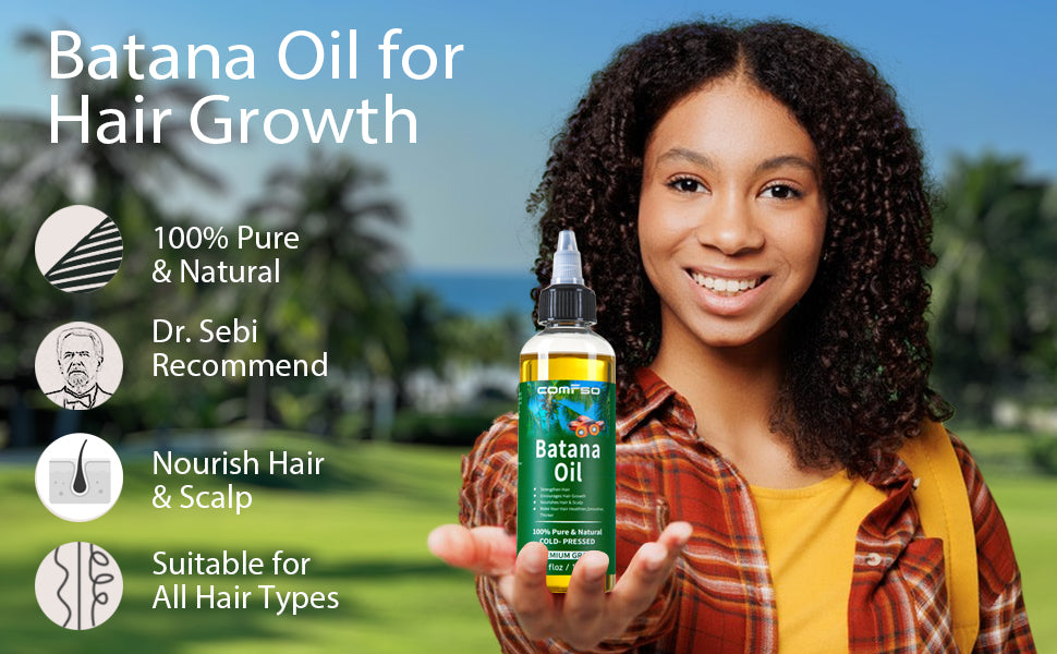Dr Sebi Organic Batana Oil for Hair Growth , 100% Pure & Natural Raw Batana Oil, Hair Oil Treatment For Thicker Stronger Hair - 4 FL OZ