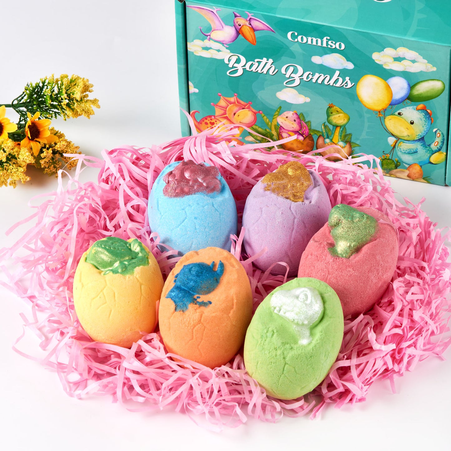 Dinosaur Bath Bombs for Kids - XL Dino Egg Bath Bomb Gift Set, Natural Bubble Bath Kids, Fizz Spa Bathbombs Bath Balls Kit - Gift for Christmas Easter, Birthday Gift for Her Him Boys Girls Kids